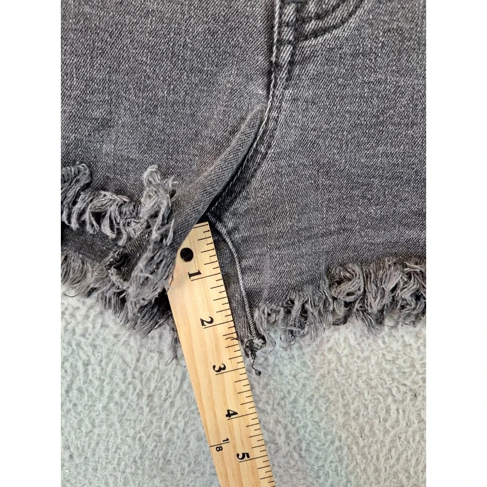 Aeropostale High Waisted Shorty Womens 10 (Fits 33W) Black Denim Cutoff Distress